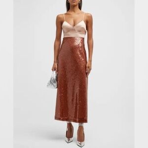 A.L.C. Gisele Sequin Midi Dress Caramel Brown Corset Bodice NWT Size 0